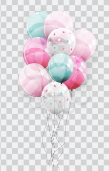 Balloons with Hearts isolated on transparent background Vector Illustration EPS10