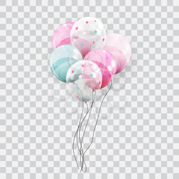 Color Glossy Balloons on Transparent Background Vector Illustration EPS10