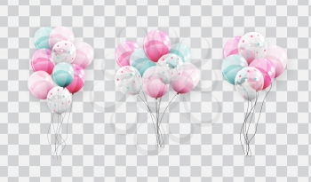 Color Glossy Balloons on Transparent Background Vector Illustration EPS10