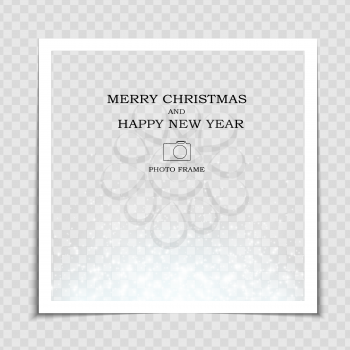 Merry Christmas and Happy New Year Photo Frame Template. Vector Illustration EPS10
