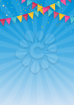 Banner with garland of flags and ribbons. Holiday Party background for birthday party, carnaval template. Vector Illustration EPS10