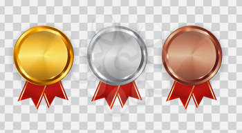 Gold, silver and bronze medal. Badge of the icon First, second and third place. Vector Illustration EPS10