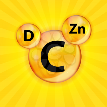 Vitamin C, D, Zn Complex Vector Illustration EPS10