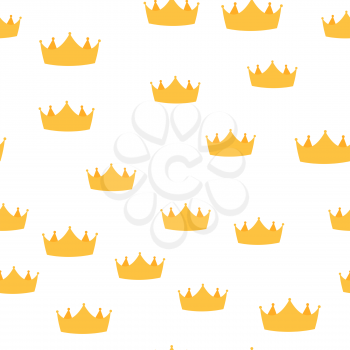 Princess Golden Crown Royal Vintage Luxury Seamless Pattern Background. Vector Illustration