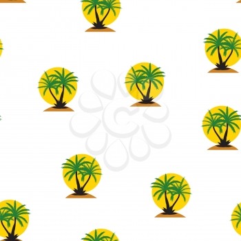 Seamless pattern with anchor and coconut palm tree island. Tropical wallpaper background. Vector Illustration EPS10