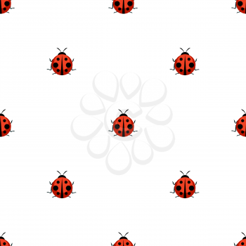 Cute Ladybug Seamless Pattern Background Vector Illustration EPS10