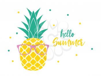 Cute Summer Pineapple in Sunglasses. Vector Illustration EPS10