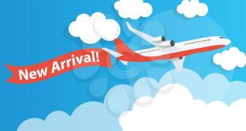 New Arrival Template Background with Airplane. Vector Illustration EPS10