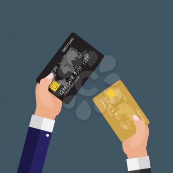 Hand holding credit card. Financial and online payments concept. Vector illustration EPS10