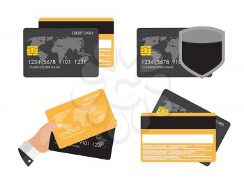 Credit Card Icon Flat Concept Collection Set Vector Illustration EPS10