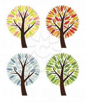 Abstract  4 Seasons Vector Tree Collection Set Illustration EPS10