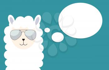 Little cute llama with glasses for card and shirt design. Vector Illustration EPS10