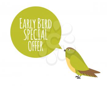 Bird with Speech Bubble. Early Bird Special Offer Promotion Concept. Vector Illustration EPS10