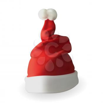Naturalistic 3D version of Santa Claus hat. Vector Illustration. EPS10