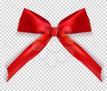Design Product Red Ribbon and Bow on transparent background. 3D Realistic Vector Illustration. EPS10