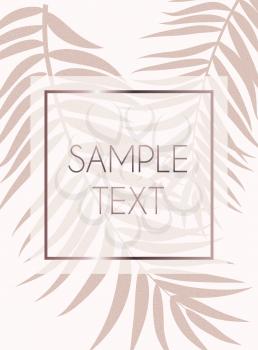 Abstract Rose Gold Beautifil Palm Tree Leaf  Silhouette Background Vector Illustration EPS10
