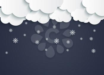 Abstract Paper Clouds with Snowflakes Vector Illustration EPS10