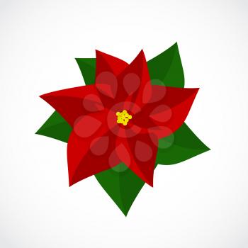 Flat Icon of Christmas Poinsettia Flower. Vector illustration EPS10