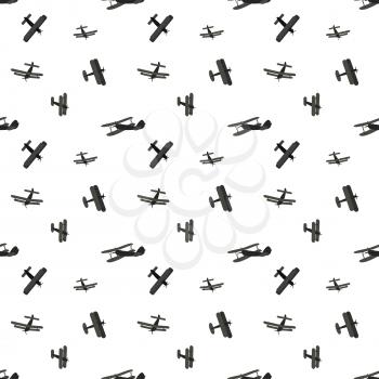 Set of cartoon silhouettes cute airplane. Seamless Pattern. Vector Illustration. EPS10