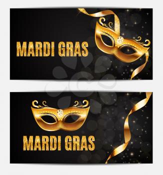 Mardi Gras Party Mask Holiday Poster Background. Vector Illustration EPS10