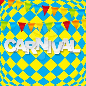 Carnival banner with bunting flags and flying balloons. Vector illustration. EPS10