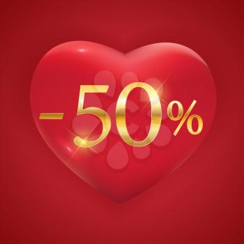 Valentines Day Holiday Discount banner Sale poster. Vector Illustration EPS10