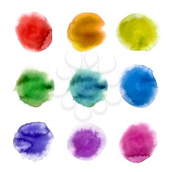 Rainbow watercolor paint stains backgrounds set. Vector Illustration EPS10