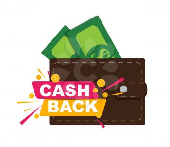 Money cashback poster with gold dollar coins. Vector illustration EPS10