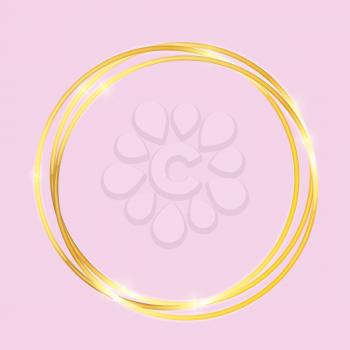 Gold Paint Glittering Textured Frame on Pink  Background. Vector Illustration EPS10