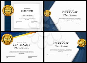 Certificate template Background Collection Set. Award diploma design blank. Vector Illustration EPS10