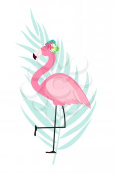 Cute Pink Flamingo Summer Background Vector Illustration EPS10