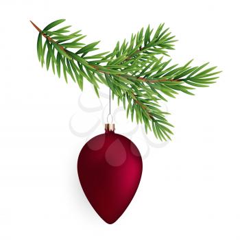 Christmas decorations. Fir tree branch with ball. Vector Illustration EPS10
