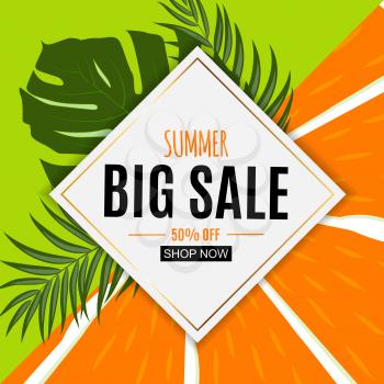 Abstract Summer Sale Background with Fresh Fruits. Vector Illustration EPS10