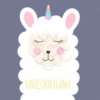 Little cute unicorn llama for card and shirt design. Vector Illustration EPS10