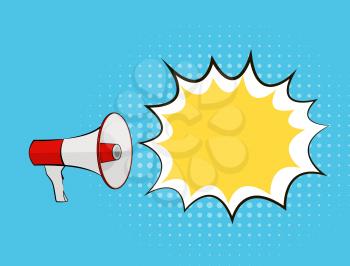 Megaphone and Speech Bubble in Pop Art Style Background Vector Illustration EPS10