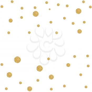 Abstract gold glitter background with polka dot confetti. Vector illustration EPS10