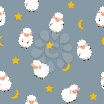 Cute little sheep Seamless Pattern Background. vector illustration. EPS10