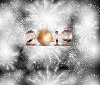 2019 New Year Background with Christmas Ball. Vector Illustration EPS10