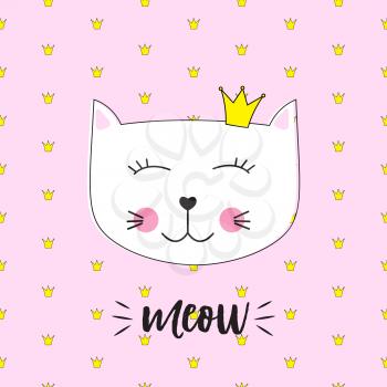Little Cute Cat Princess Vector Illustration EPS10