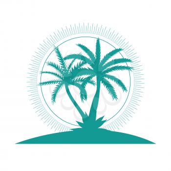 Beautiful Palm Tree Icon Silhouette Background Vector Illustration. EPS10