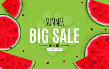 Abstract Summer Sale Background with Watermelon. Vector Illustration EPS10
