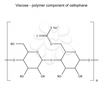 Structural chemical formula of viscose polymer, cellophane component, 2D illustration, isolated on white background, vector, eps 8