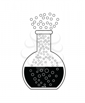 Flat bottom chemical flask - laboratory glassware, isolated on white background; 2d illustration, vector, eps 8