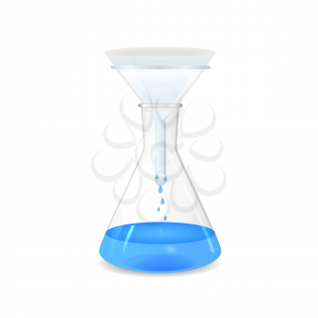 Filtration of solution in a conical flask - lab glassware, 3d, isolated on white background, vector, eps10
