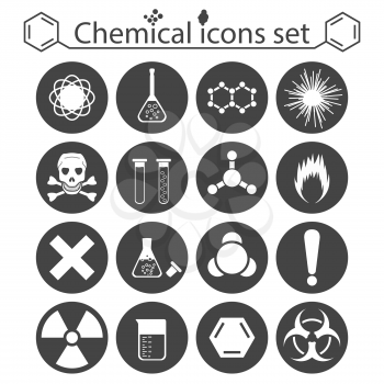 Chemical icons set on white background, 2d illustration, vector, esp 8