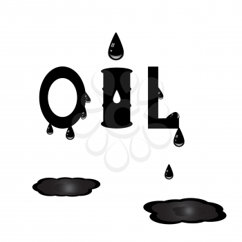 Stylized word oil on white background, 2d illustration, concept, vector, eps 10