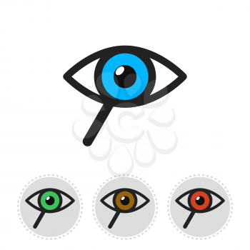 Icon of search consisting of a magnifier and eye, 2d flat illustration, vector, eps 8