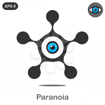 Paranoia concept icon, 2d flat illustration, vector, eps 8