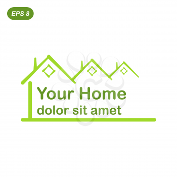 Your green home logo conception, 2d flat illustration, vector, eps 8