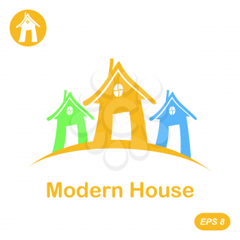 Modern house icon, 2d flat illustration, isolated, vector; eps 8